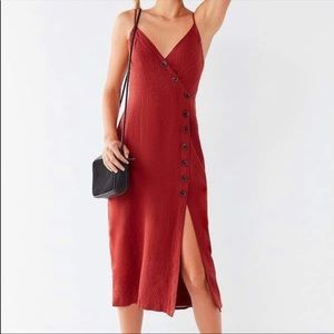 UO Amber Button Linen Dress